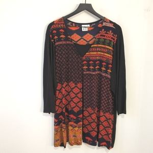 Parsley & Sage Boho Mixed Print 3/4 Sleeve Tunic Shirt 2X